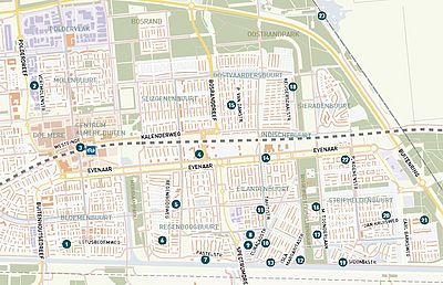 Kaart architectuurroute Almere Buiten